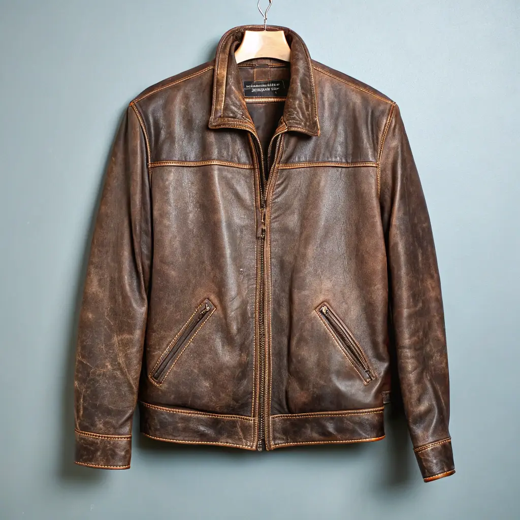 Brown Distressed Leather Jacket