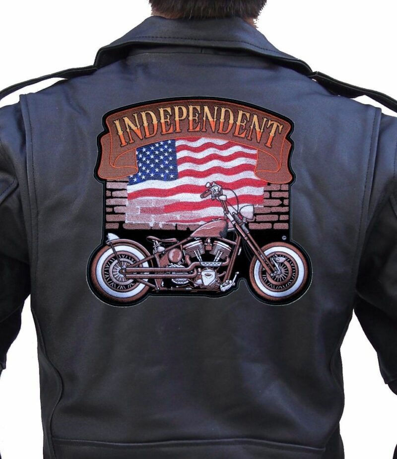 Patriotic Independent American Flag Motorcycle Embroidered Biker Patch Large - Image 2