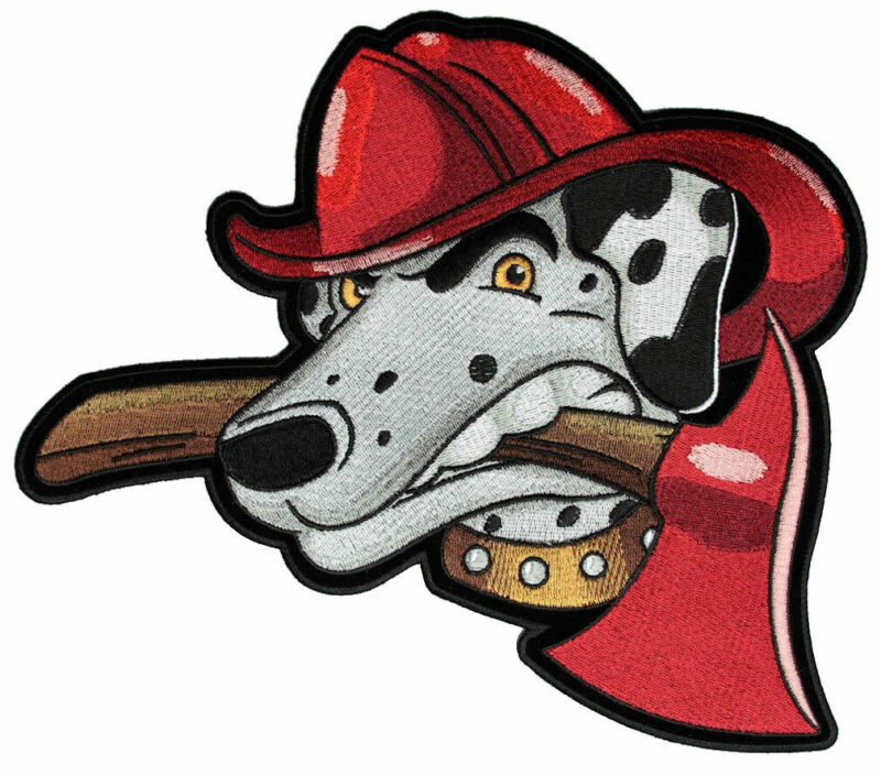 Fireman Best Friend Fire Dog With Axe Embroidered Biker Patch FREE SHIP