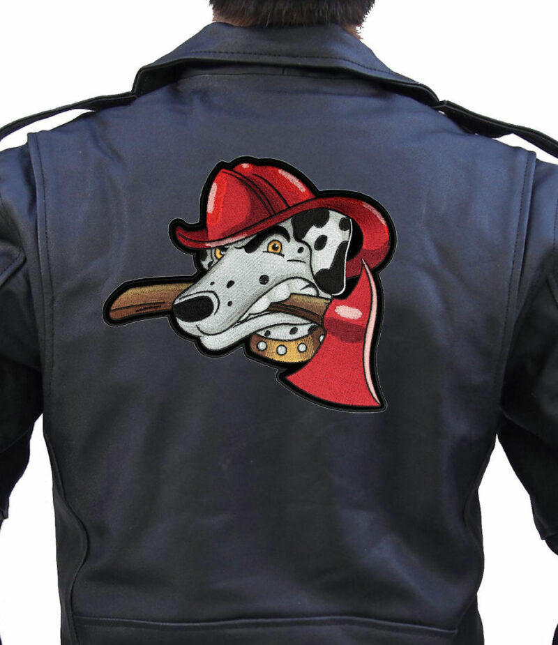 Fireman Best Friend Fire Dog With Axe Embroidered Biker Patch FREE SHIP - Image 2
