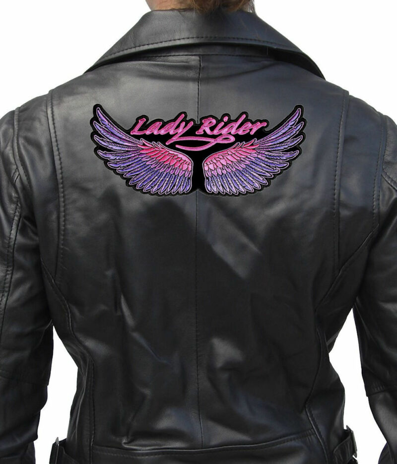 Lady Rider Pink, Purple Wings Embroidered Biker Patch FREE SHIP - Image 2