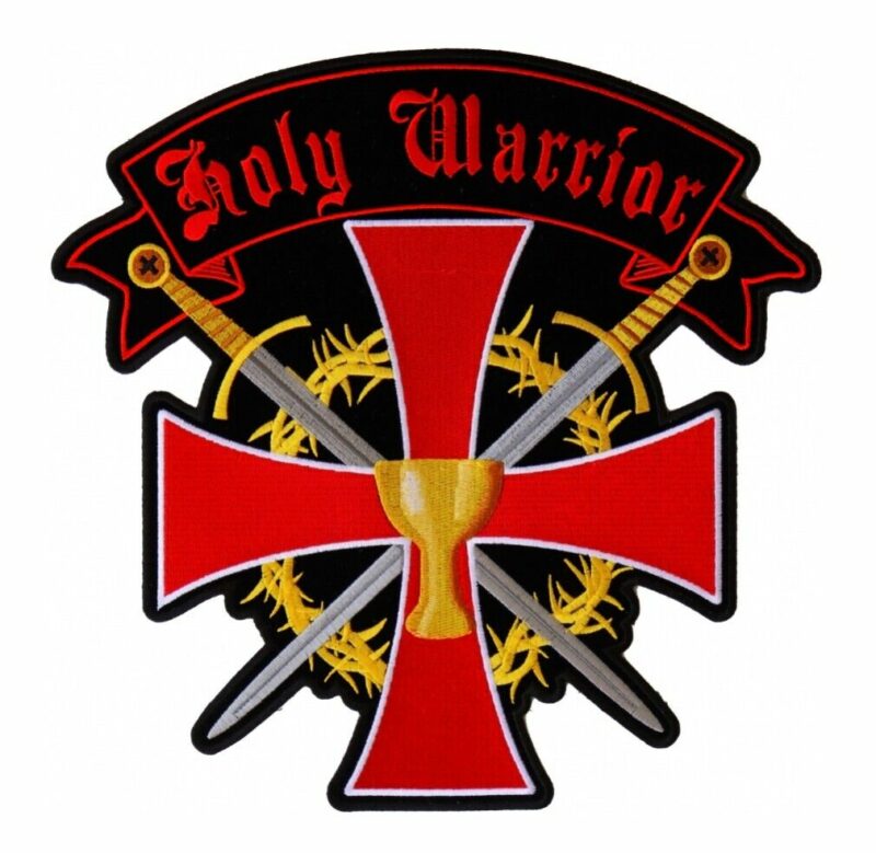Small Holy Warrior Christian Crusader Cross Knight Embroidered Biker Patch