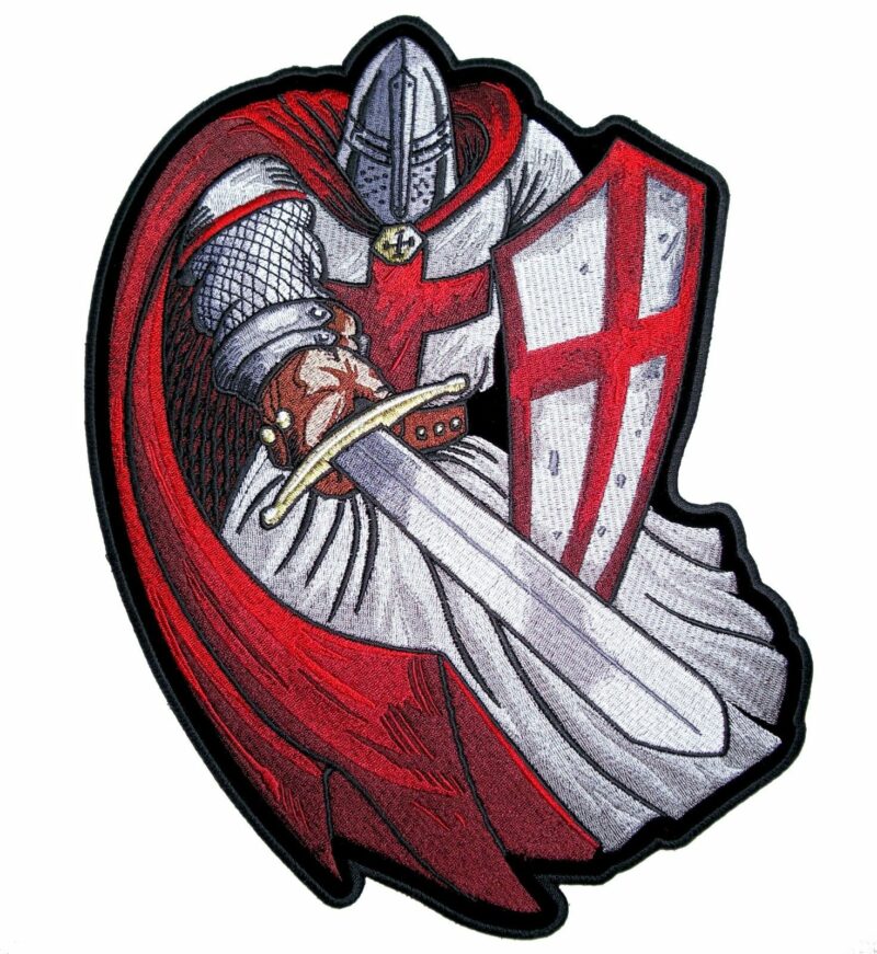Christian Crusader Templar Knight W Sword Red Embroidered Patch