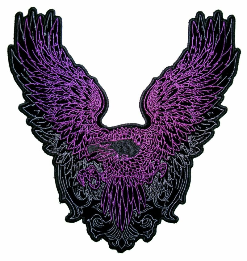 Lady Rider Large Purple Flying American Bald Eagle Embroidered Biker Patch