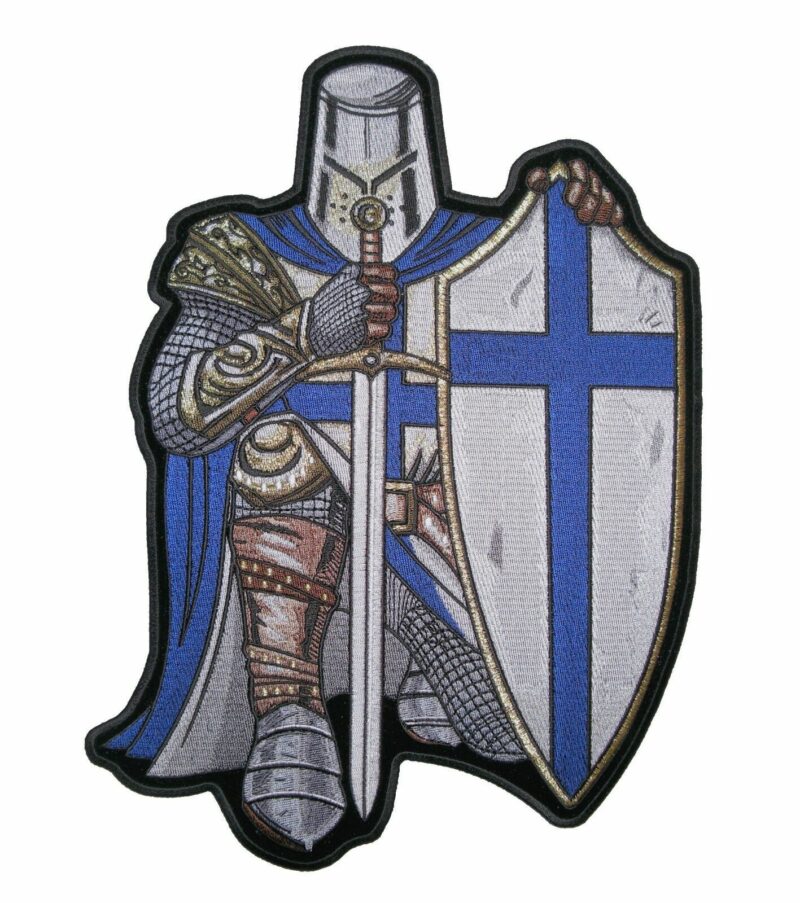 Christian Blue And White Crusader Knight Biker Patch FREE SHIP