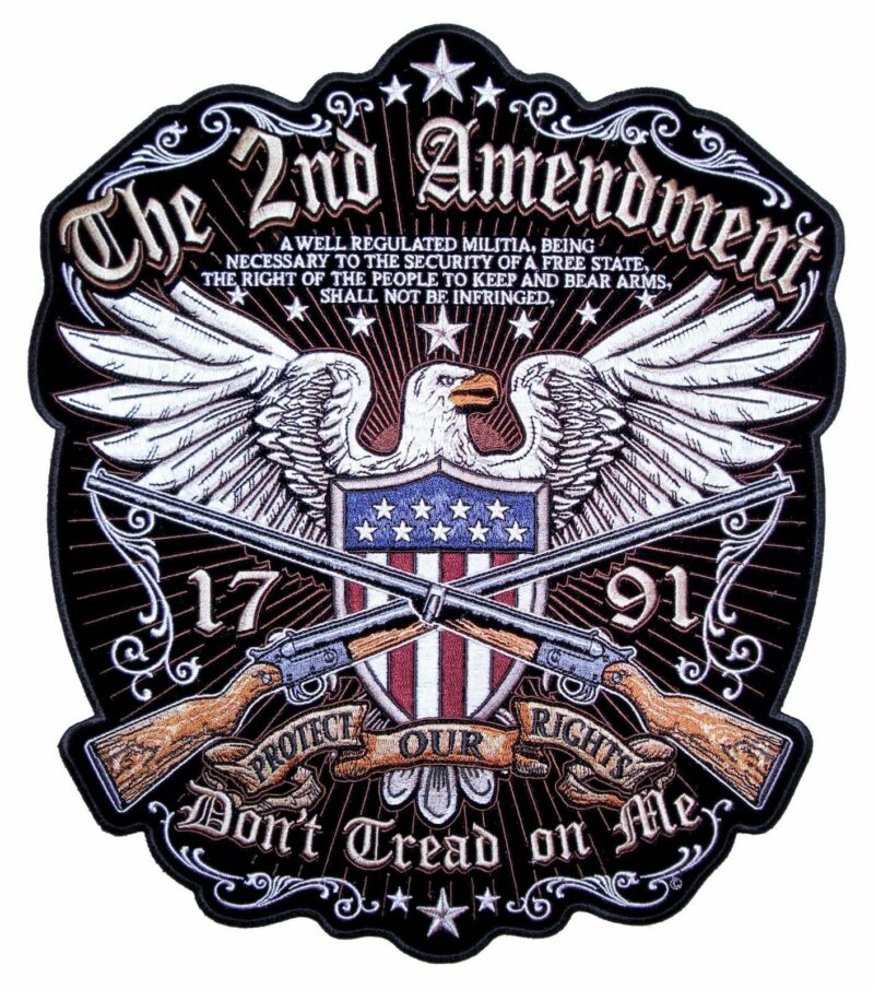 Large Patriotic The 2nd Amendment, Don't Tread On Me American Eagle Biker Patch