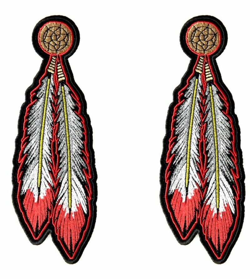 Native American Feathers 8 Piece Set Embroidered Patches 2 Per Color Set 3 - Image 2