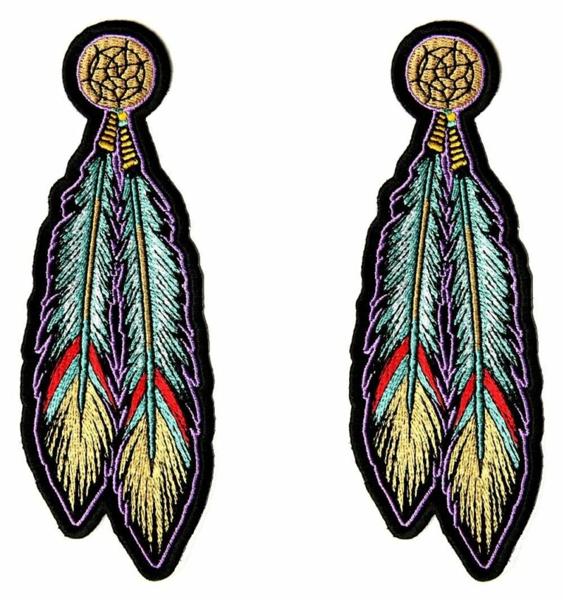Native American Feathers 4 Piece Set Embroidered Patches 2 Per Color Set 3 - Image 2