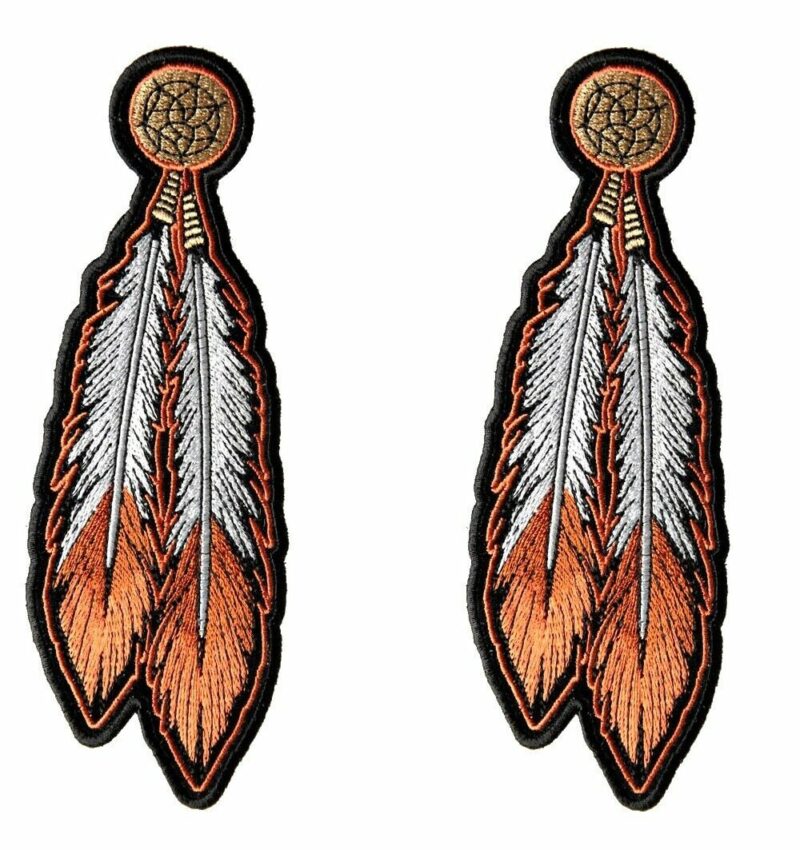 Native American Feathers 4 Piece Set Embroidered Patches 2 Per Color Set 3 - Image 3