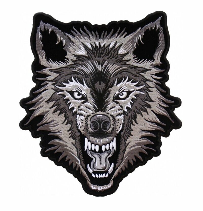 Small Angry Snarling Wolf Wolves Embroidered Biker Patch