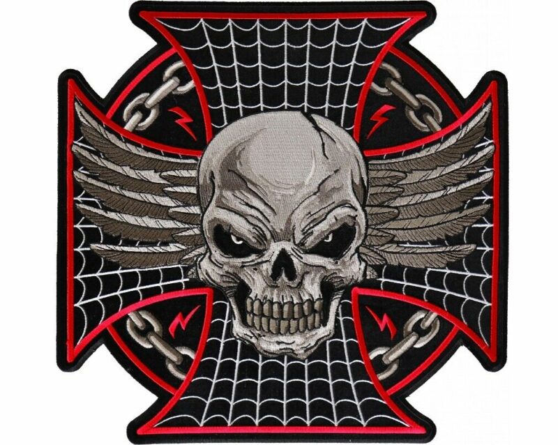 Small Maltese Skull And Cross Embroidered Biker Patch