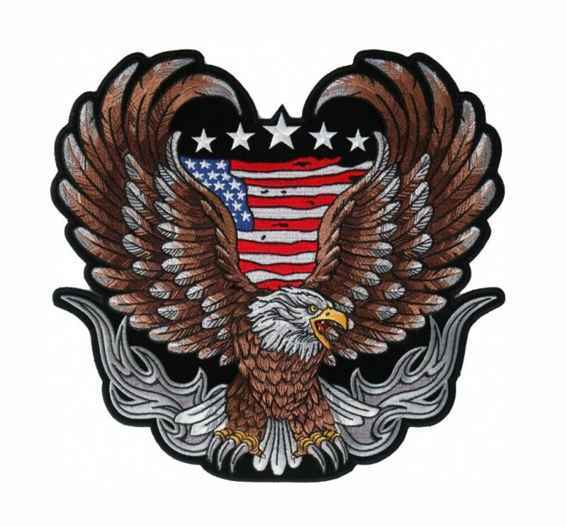 Small Patriotic American Flag Eagle Embroidered Biker Patch