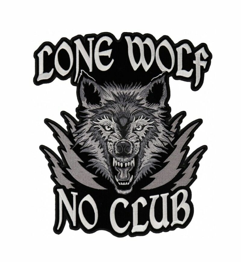 Small Lone Wolf No Club Mean Wolf Embroidered Biker Patch
