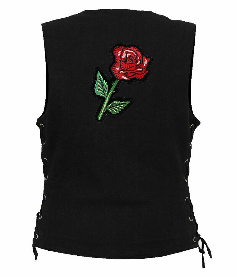 Large Beautiful Ladies Red Rose With Green Stem Embroidered Patch Free Shipping - Image 2