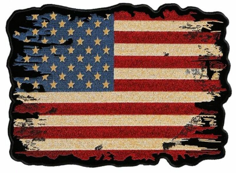 Distressed Looking American Flag Embroidered Biker Patch XL Size FREE SHIP