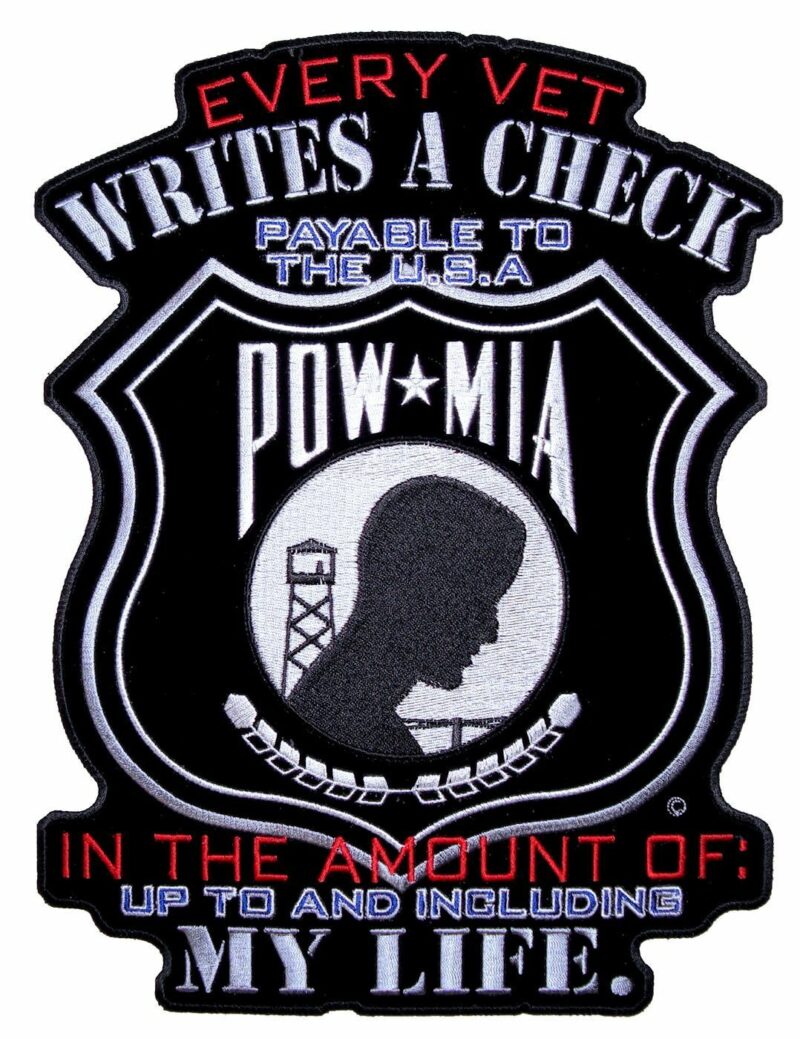 Large POW-MIA Vet Freedom Patriotic Embroidered Biker Patch FREE SHIP