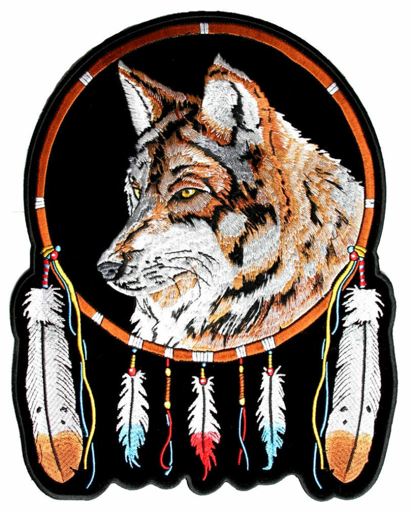 Wolf, Feathers Native Indian Dream Catcher Biker Patch FREE SHIP