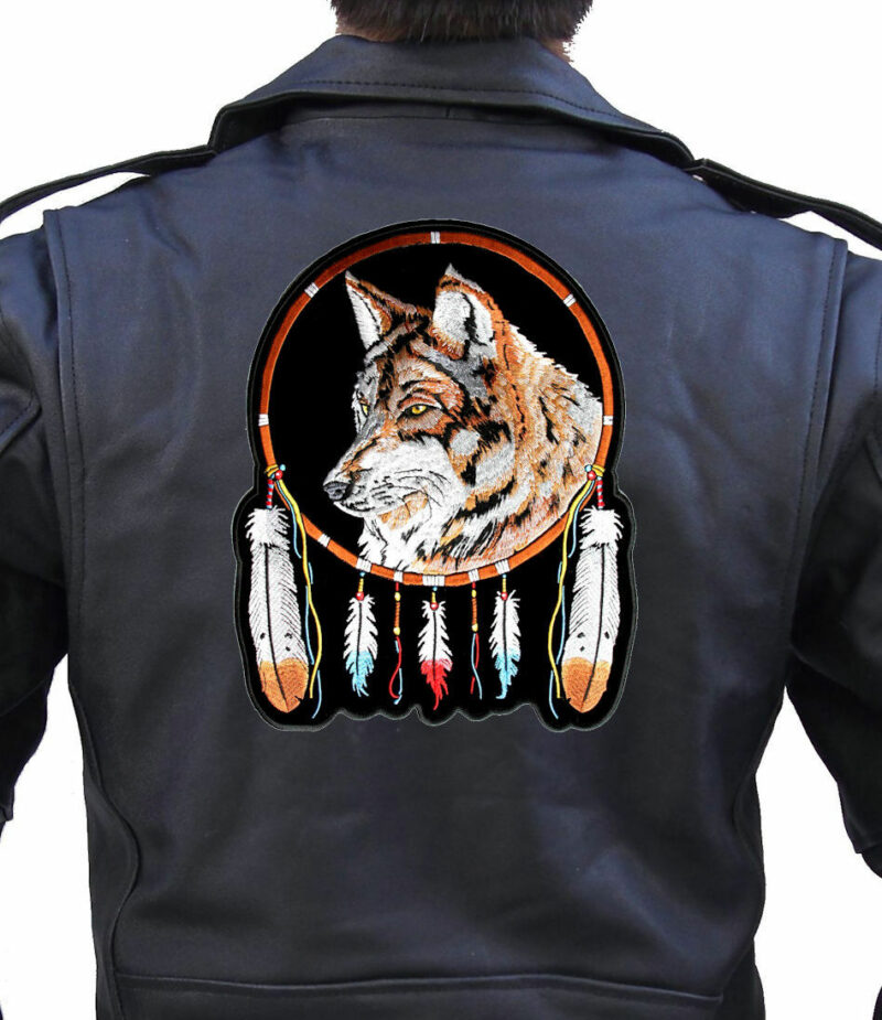 Wolf, Feathers Native Indian Dream Catcher Biker Patch FREE SHIP - Image 2
