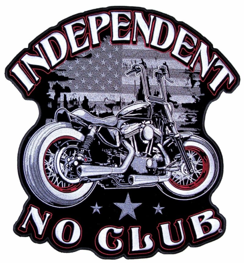 Patriotic Mens Independent No Club Motorcycle American Flag Biker Patch Medium