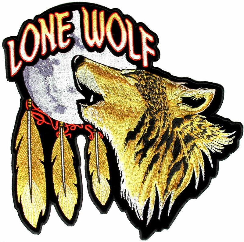 Lone Wolf Howling At Moon Feathers Biker Patch FREE SHIP