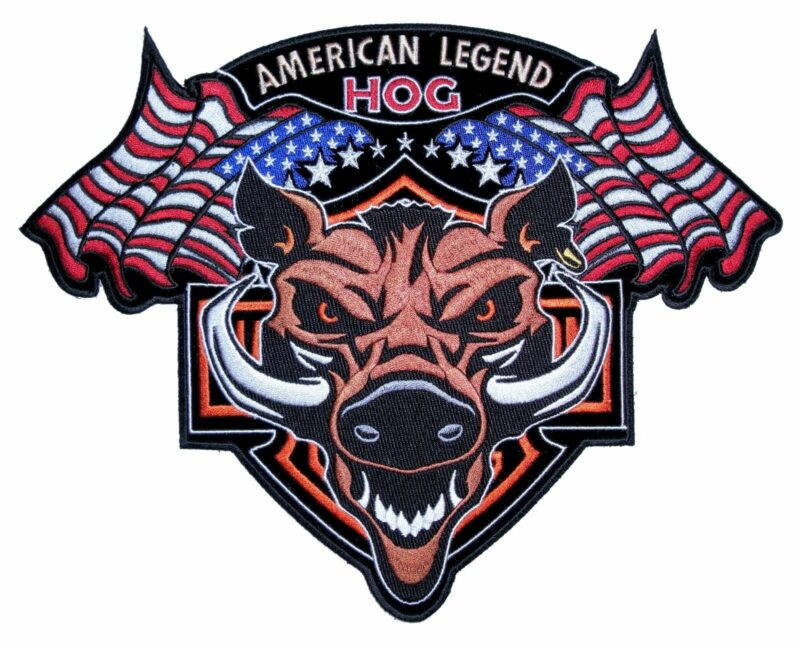 American Legend Hog Flags Embroidered Biker Patch FREE SHIP