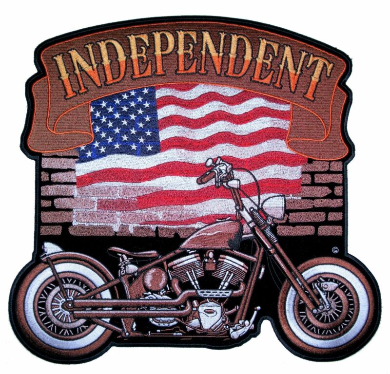 Patriotic Independent American Flag Motorcycle Embroidered Biker Patch Large