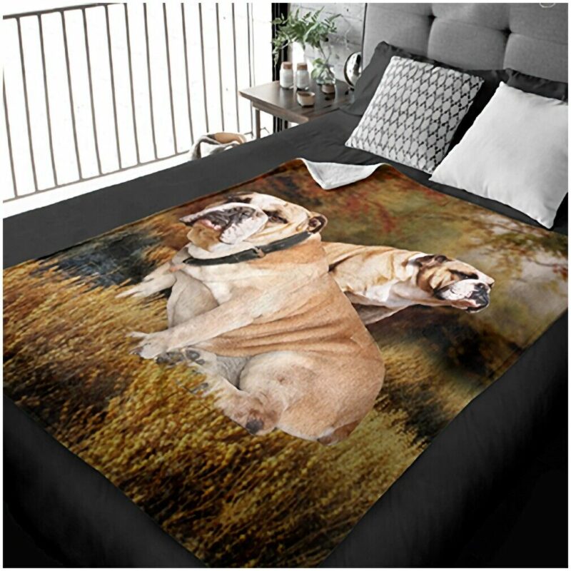 Sitting Bulldogs Dogs 50x60 Soft And Plush Minky Polyester Throw Blanket - Image 2