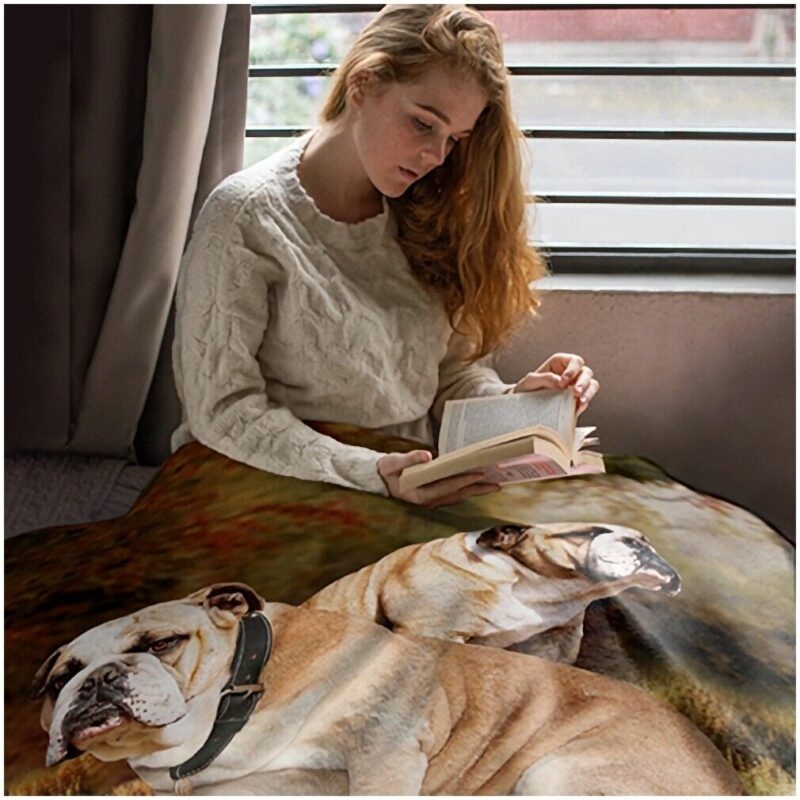 Sitting Bulldogs Dogs 50x60 Soft And Plush Minky Polyester Throw Blanket - Image 3