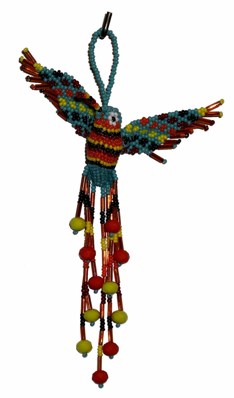 Two Handmade Native Latin American Seed Bead Hummingbird Ornaments - Image 2