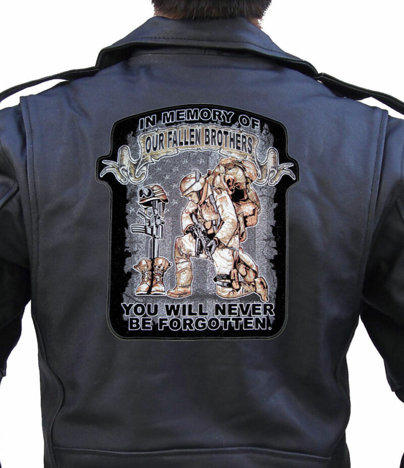 In Memory Of Our Fallen Brothers Patriotic Military Biker Patch Large - Image 2