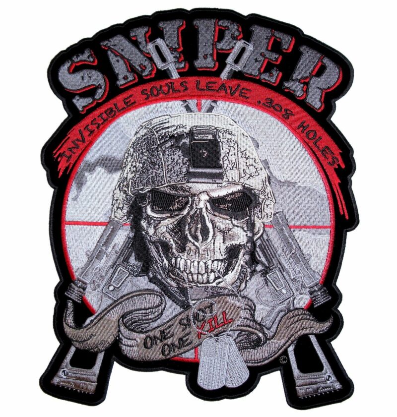 Patriotic Invisible Souls Sniper Skull One Shot One Kill Military Patch Medium
