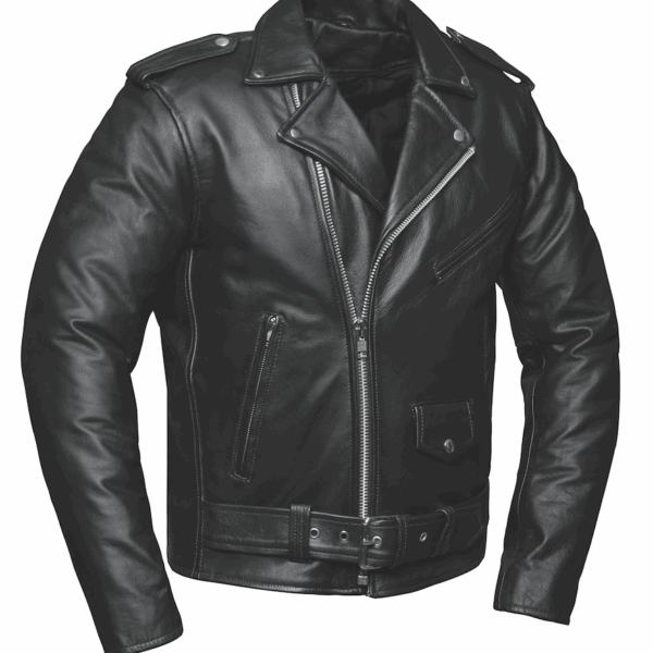 Brando - Mens Motorcycle Biker Leather Jacket - Black