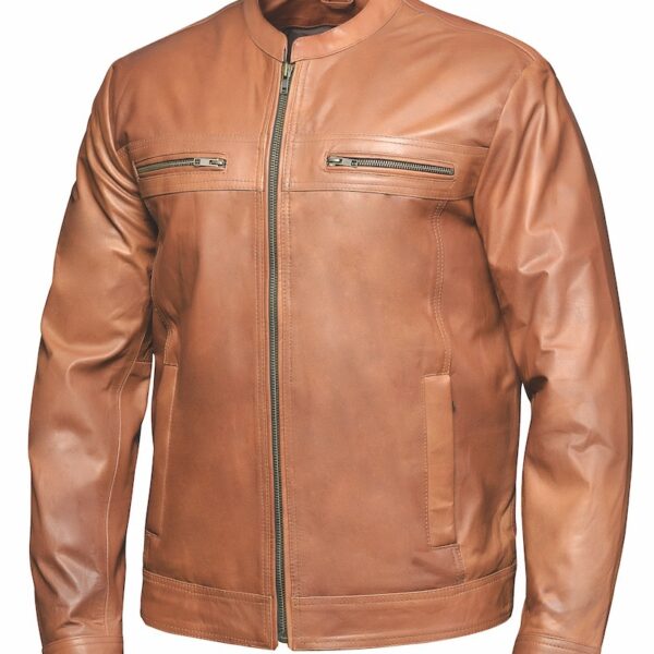 Premium Brown Lambskin Leather Biker Jacket
