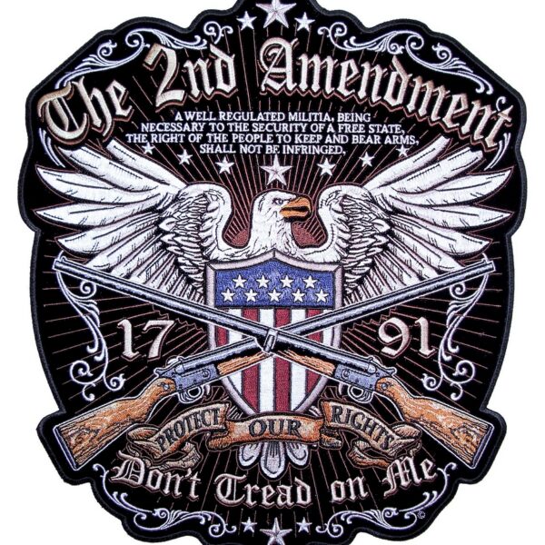 Patriotic American Eagle The 2nd Amendment Embroidered Biker Patch Large