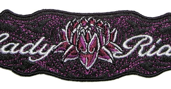Lady Rider Purple Flower Embroidered Biker Patch