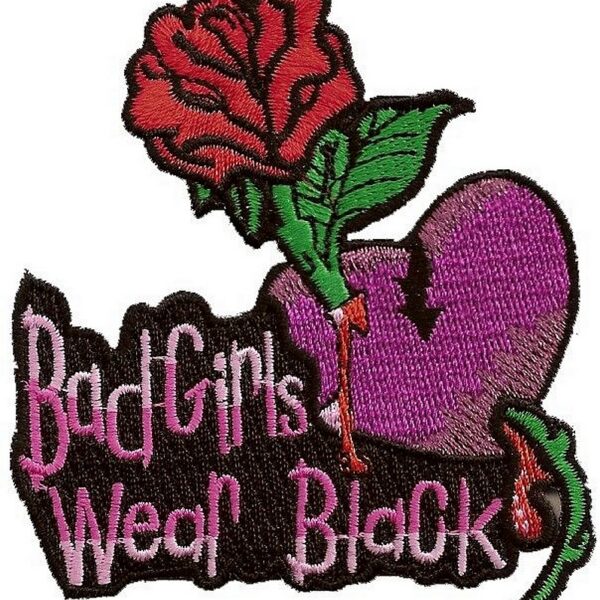Bad Girls Wear Black Lady Rider Rose Embroidered Biker Patch