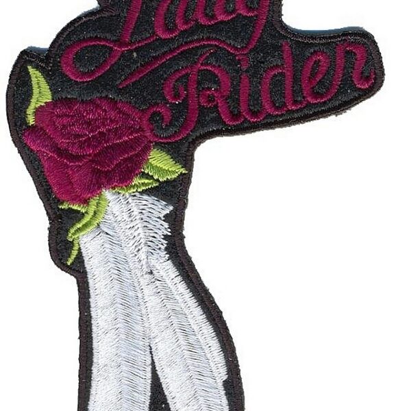 Purple Lady Rider Rose And Feathers Embroidered Biker Patch