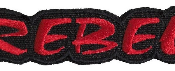 Red REBEL Text saying Embroidered Biker Patch