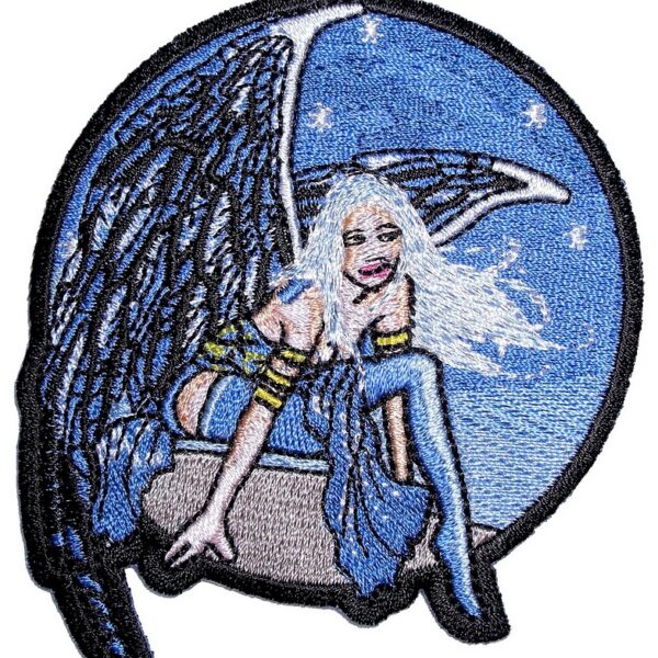 Blue Winged Fairy Girl Lady Rider Embroidered Biker Patch Medium