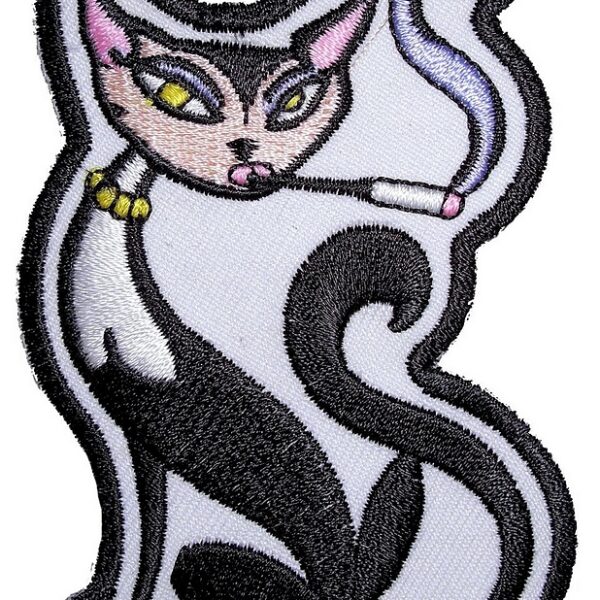 Sexy Smoking Cat Lady Rider Embroidered Biker Patch Medium