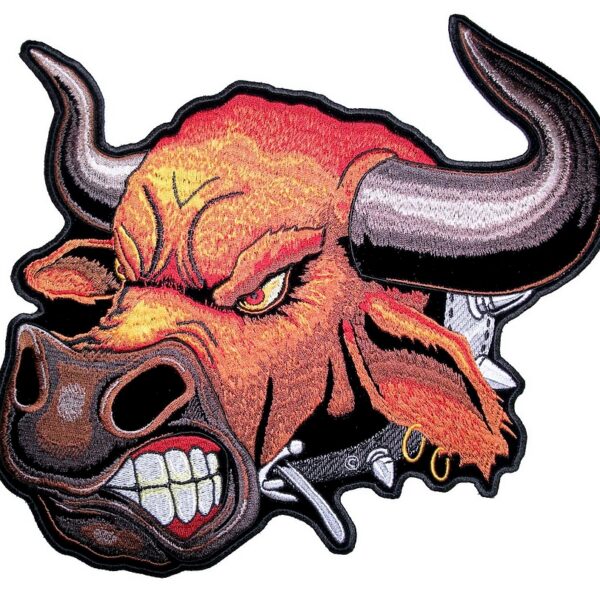 Angry Bull With Horns Embroidered Biker Patch