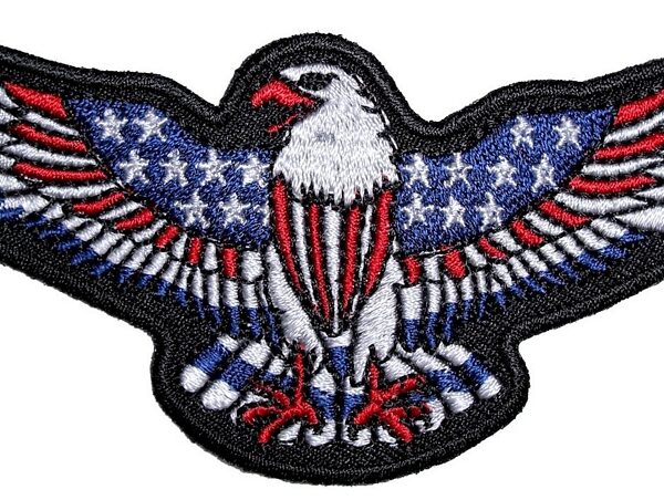 Red White Blue Eagle Embroidered Biker Patch Small