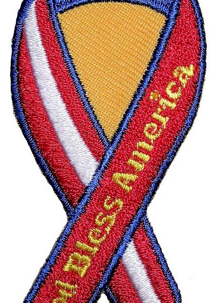 God Bless America Ribbon Embroidered Biker Patch Small