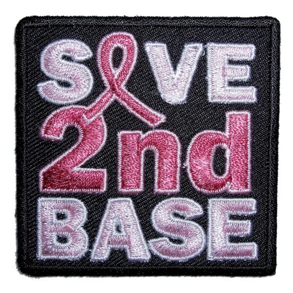 Save Second Base Pink Lady Rider Embroidered Biker Patch