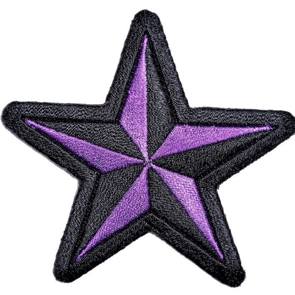 Nautical Star In Purple Lady Rider Embroidered Biker Patch Medium
