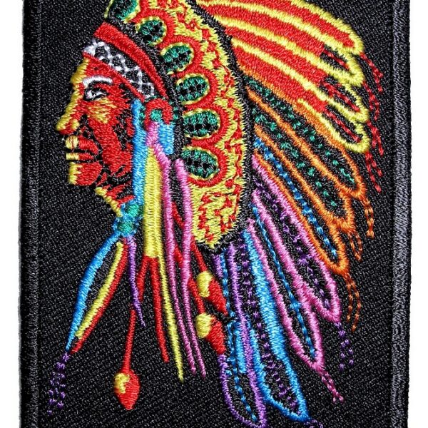 Native American Indian Chief Head Embroidered Biker Patch Small