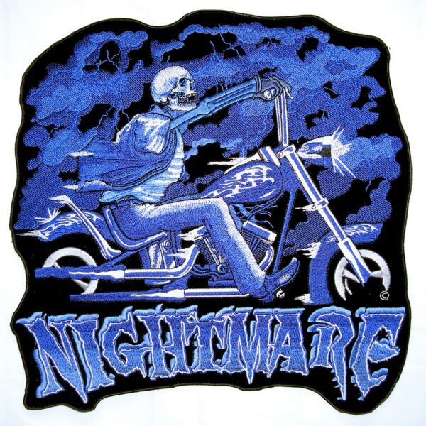 Nightmare Skeleton On Motorcycle Embroidered Biker Patch