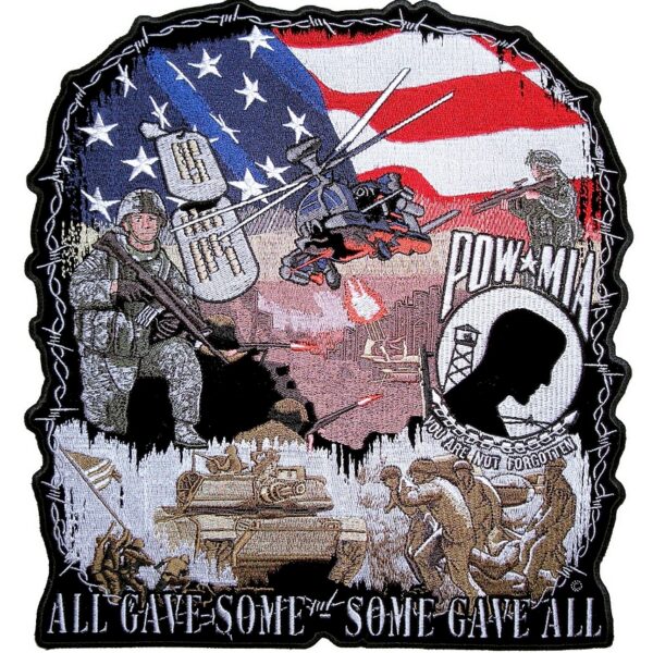 Patriotic POW-MIA American Wars Embroidered Biker Patch Large