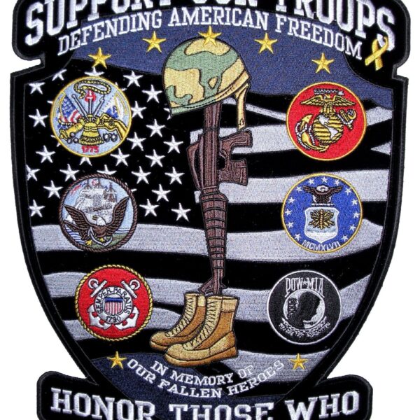 Patriotic Support Our Troops Military Embroidered Biker Patch