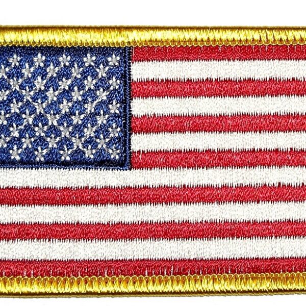 American Flag Gold Border Patriotic Embroidered Biker Patch